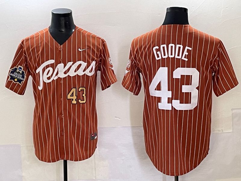 Men 2025 Texas Longhorns #43 Goode Brown stripe Joint Name Nike NCAA Jersey style 8